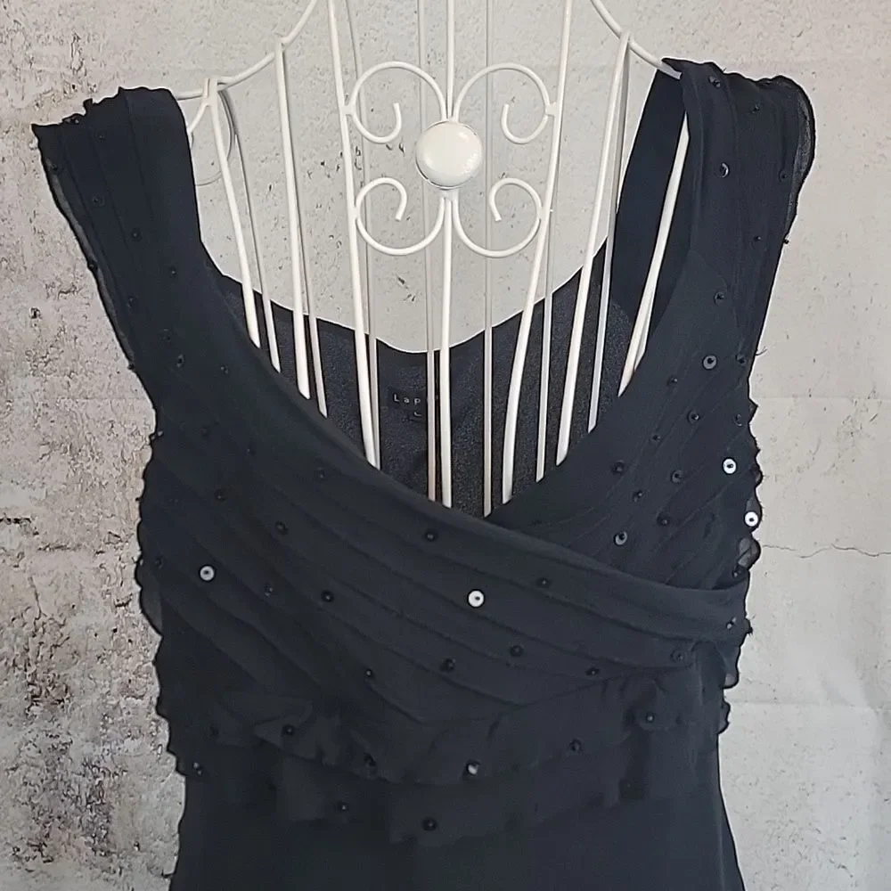 Lapis Silk Black Sleeveless Dress Womens Size L ( Runs Small )